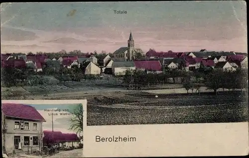 Ak Markt Berolzheim in Mittelfranken, Gesamtansicht, Kirche, Handlung von Linus Weßlein