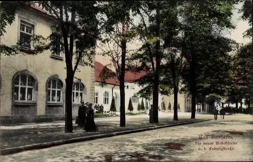 Ak Bad Nauheim in Hessen, Neue Badehäuser von der Ludwigstraße