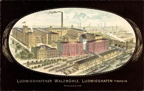 Passepartout Ak Ludwigshafen am Rhein, Ludwigshafener Walzmühle