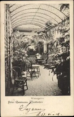 Ak Wiesbaden in Hessen, Hotel Quisisana, Wintergarten