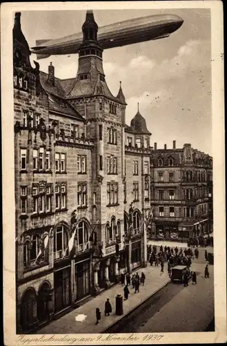 Ak Karlsruhe in Baden, Kaffee Restaurant Zum Moninger, Zeppelinlandung 1930