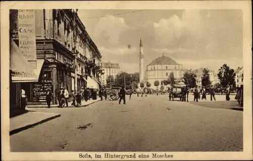 Ak Sofia Bulgarien, Straßenpartie mit Moschee, Minarett