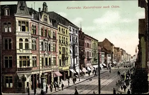 Ak Karlsruhe in Baden, Kaiserstraße nach Osten