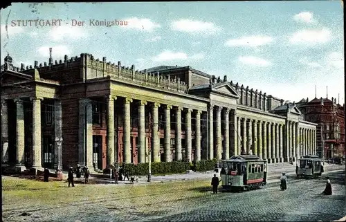 Ak Stuttgart in Baden Württemberg, Königsbau, Straßenbahnen