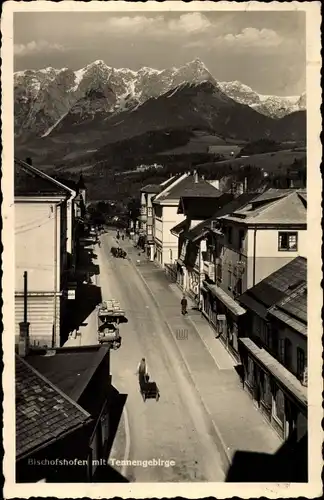 Ak Bischofshofen in Salzburg, Straßenpartie im Ort, Tennengebirge