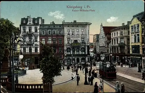 Ak Kaliningrad Königsberg Ostpreußen, Kaiser Wilhelm Platz, Straßenbahn