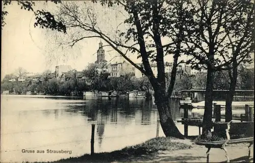 Ak Strausberg in der Mark, Stadtansicht, Uferpartie
