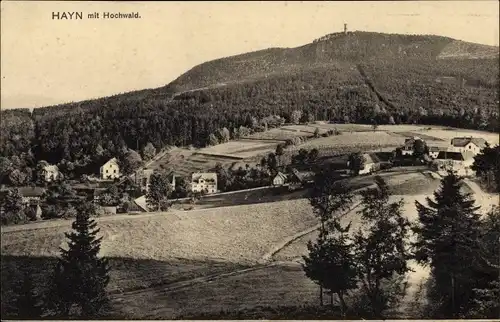 Ak Hain Hayn Oybin Oberlausitz, Teilansicht vom Ort mit Hochwald