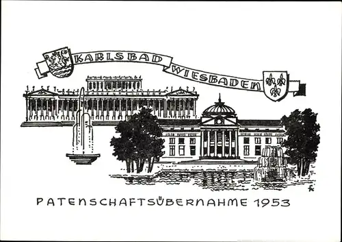 Ak Wiesbaden in Hessen, Kurhaus, Karlsbad, Patenschaftsübernahme 1953