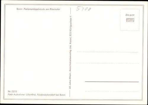 Ak Bonn am Rhein, Parlamentsgebäude am Rheinufer