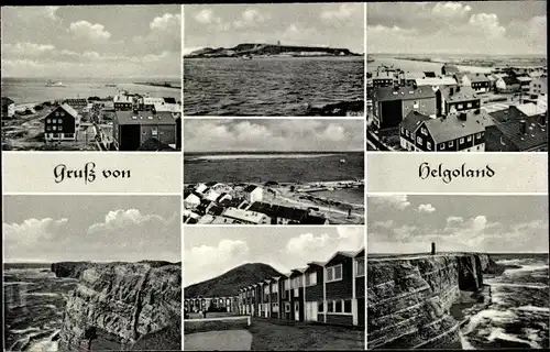 Ak Nordseeinsel Helgoland, Blick aus der Ferne, Teilansichten, Steilküste