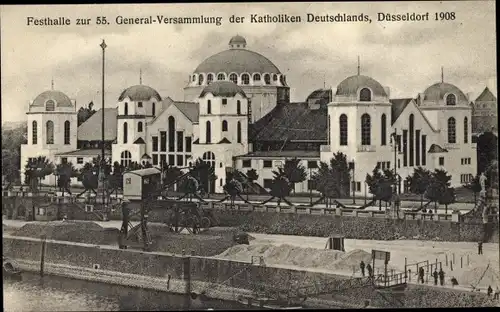 Ak Düsseldorf am Rhein, Festhalle zur 55. Generalversammlung d. Katholiken Deutschlands 1908