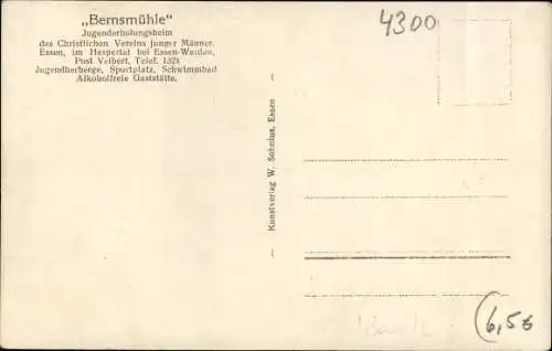 Ak Werden Essen im Ruhrgebiet, Bernsmühle, C. V. J. M. Jugenderholungsheim