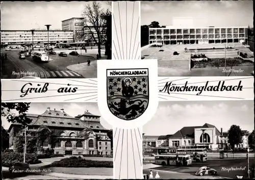 Ak Mönchengladbach am Niederrhein, Haus Westland, Stadttheater, Kaiser-Friedrich-Halle, Hauptbahnhof