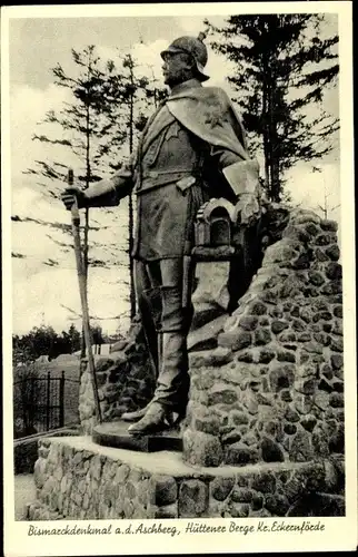 Ak Ascheffel im Kreis Eckernförde, Bismarckdenkmal a. d. Aschberg, Hüttener Berge, Aschberg Gasthaus