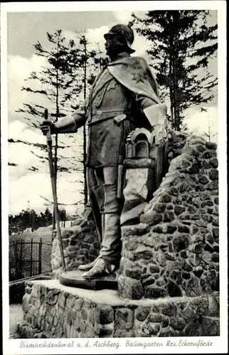 Ak Ascheffel im Kreis Eckernförde, Bismarckdenkmal, Aschberg, Hüttener Berge, Gasthof Baumgarten