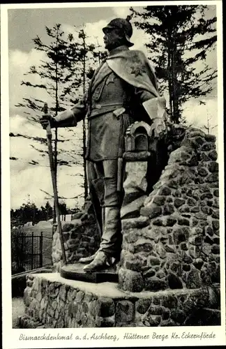 Ak Ascheffel im Kreis Eckernförde, Bismarckdenkmal a. d. Aschberg, Hüttener Berge, Aschberg Gasthaus