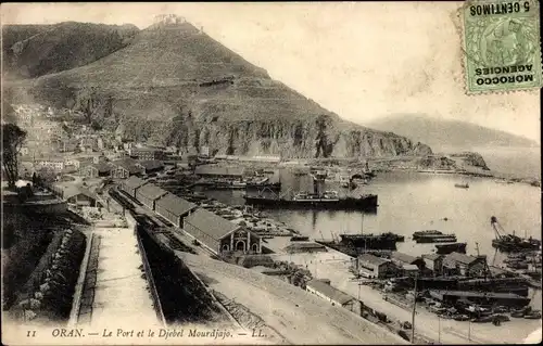 Ak Oran Algerien, Le Port et le Djebel Mourdjajo