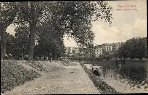 Ak Saarbrücken im Saarland, Partie an der Saar