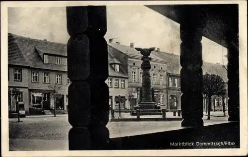 Ak Dommitzsch an der Elbe Sachsen, Marktblick