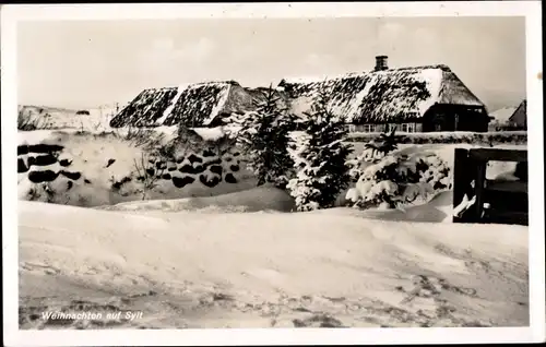 Ak Insel Sylt in Nordfriesland, Weihnachten, Häuser im Schnee