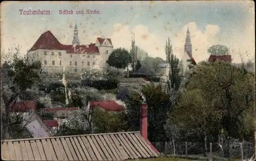 Ak Taubenheim Klipphausen in Sachsen, Schloss und Kirche