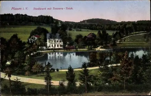 Ak Plauen im Vogtland, Stadtpark mit Tennera-Teich