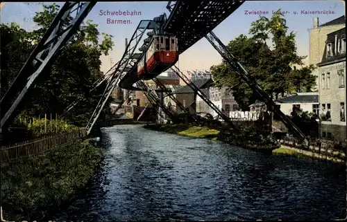 Ak Barmen Wuppertal, Schwebebahn, Zwischen Loher- und Kaiserbrücke