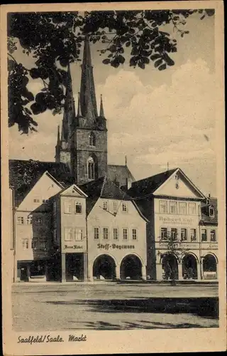 Ak Saalfeld an der Saale Thüringen, Markt, Geschäftshäuser