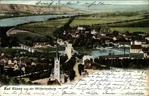 Ak Bad Kösen Naumburg an der Saale, Gesamtansicht von der Wilhelmsburg