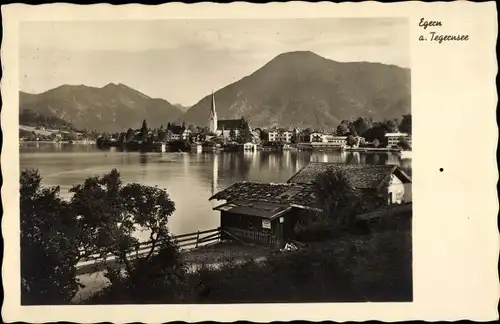 Ak Rottach Egern in Oberbayern, Teilansicht mit Wallberg