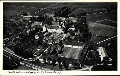 Ak Benediktbeuern in Oberbayern, Fliegeraufnahme, Salesianerkloster