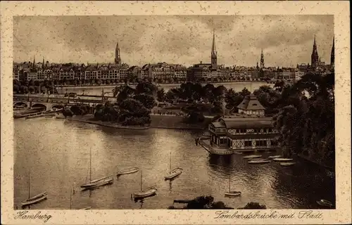 Ak Hamburg Mitte Altstadt, Teilansicht mit Lombardsbrücke