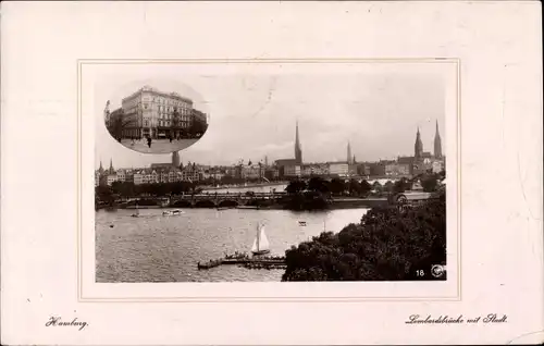 Passepartout Ak Hamburg Mitte Altstadt, Teilansicht mit Lombardsbrücke