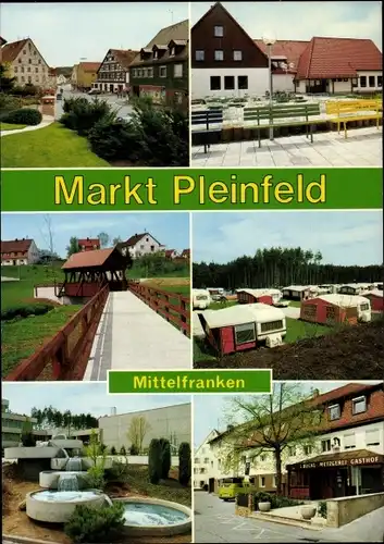 Ak Pleinfeld in Mittelfranken, Markt, Campingplatz, Springbrunnen, Gasthof