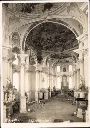 Foto Ak Neresheim Baden Württemberg, Abteikirche, Innenansicht