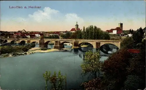 Ak Lauffen am Neckar, Alte Neckarbrücke