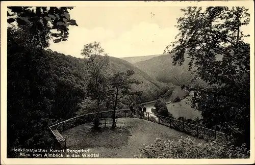 Ak Rengsdorf im Westerwald, Blick vom Almblick ins Wiedtal