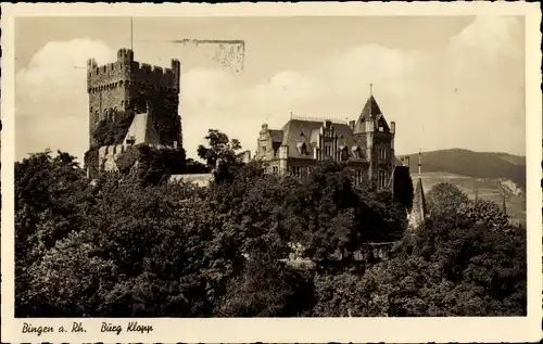 Ak Bingen am Rhein, Burg Klopp