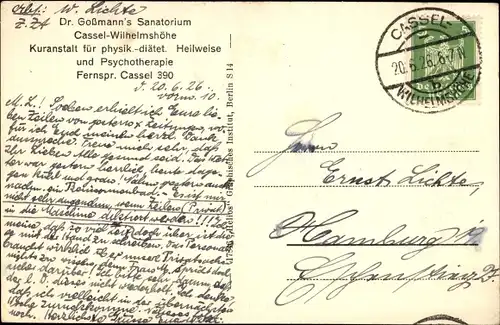 Ak Bad Wilhelmshöhe Kassel in Hessen, Dr. Goßmann's Sanatorium