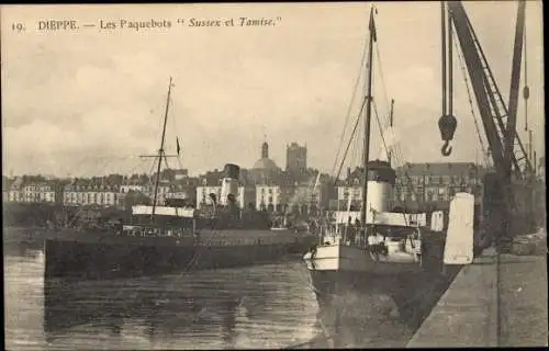 Ak Dieppe Seine Maritime, Les Paquebots Sussex et Tamise, Southern Railway