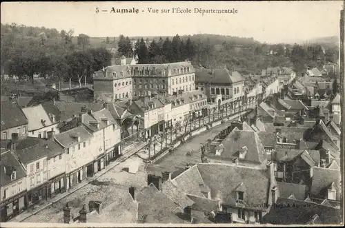 Ak Aumale Seine Maritime, Vue sur l'Ecole Departementale