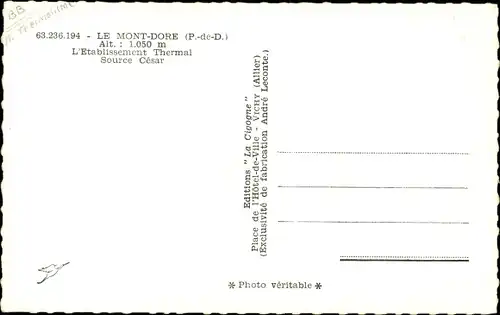 Ak Le Mont Dore Puy de Dôme, L'Etablissement Thermal, Source Cesar