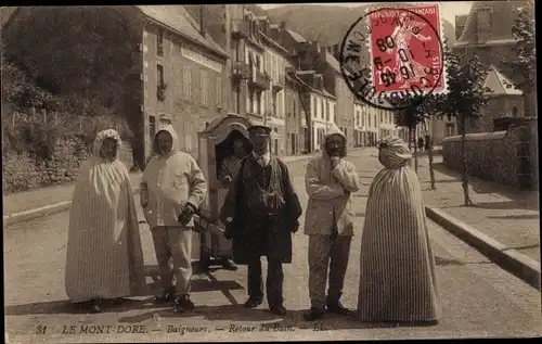 Ak Le Mont Dore Puy de Dôme, Baigneurs, Retour du Bain