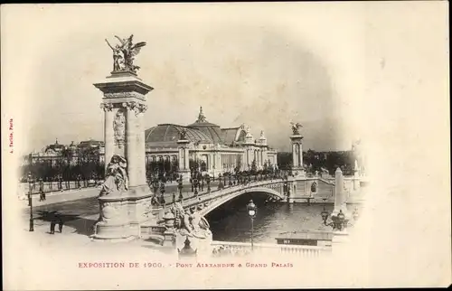 Ak Exposition de 1900, Pont Allemagne et Grand Palais, Paris