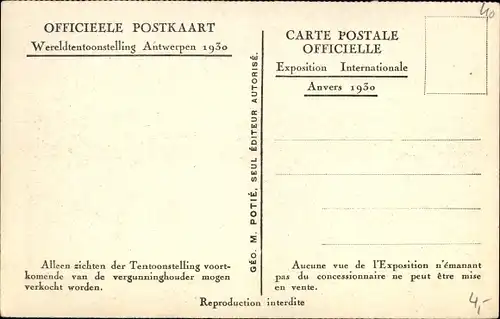 Ak Weltausstellung 1930 Anvers, L'Arc de Triomphe