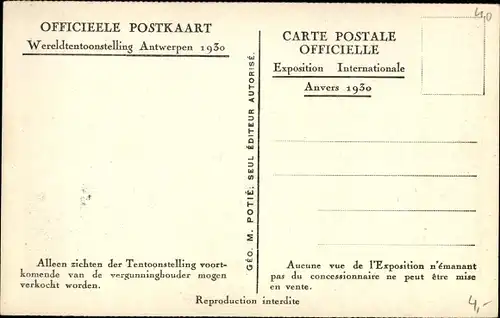 Ak Weltausstellung 1930 Anvers, Pavillon des Colonies Francaises