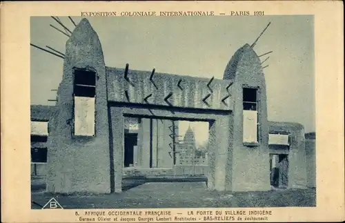 Ak Exposition Coloniale Internationale Paris 1931, La Porte du Village Indigene