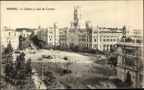 Ak Madrid Spanien, La Cibeles y Casa de Correos