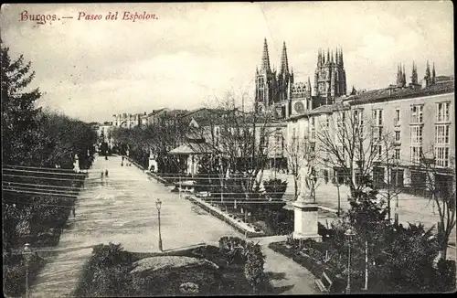 Ak Burgos Kastilien und León, Paseo del Espolon